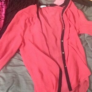 Pink and black button down shirt from DKNYC